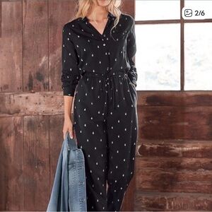 Garnet Hill Black and White Printed Jumpsuit